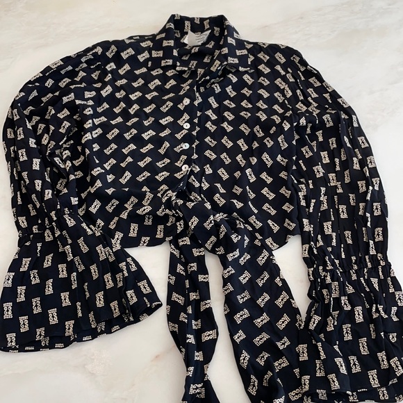 Vintage Mevisto Women’s Blouse with Flounce Sleeve-Size Large - Picture 1 of 4